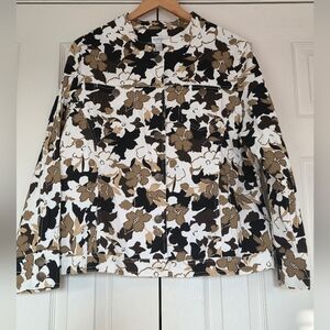 Reality Plus Floral Women's Cotton Jacket, Black, Brown, White 16W